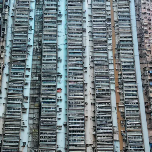 Image similar to a hong kong building side covered in wires and ac units