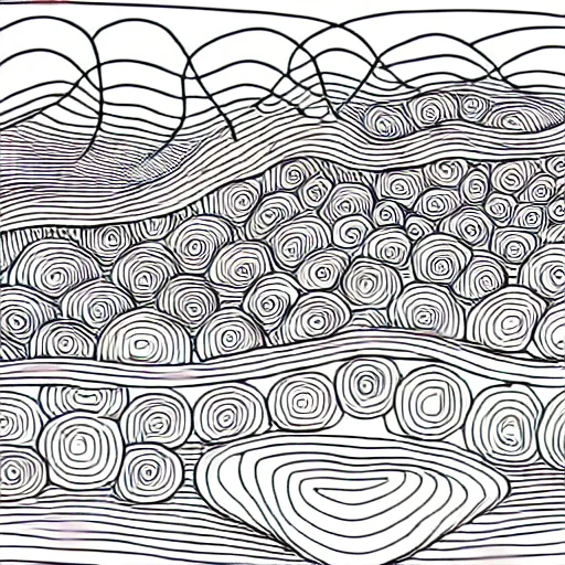 Image similar to a very intricate line art of a landscape, extremely detailed, masterpiece