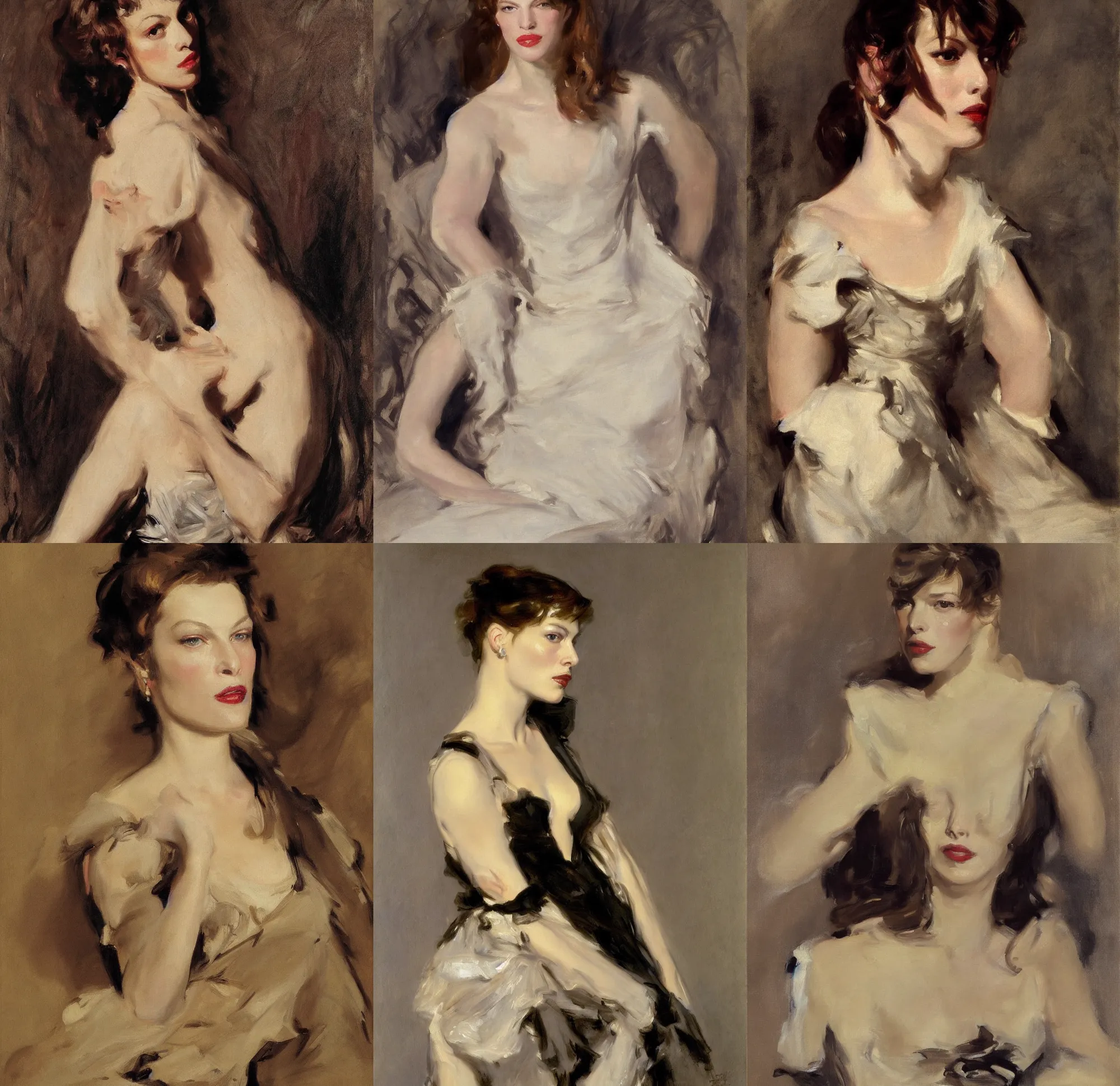 Prompt: portrait of Milla Jovovich by John Singer Sargent