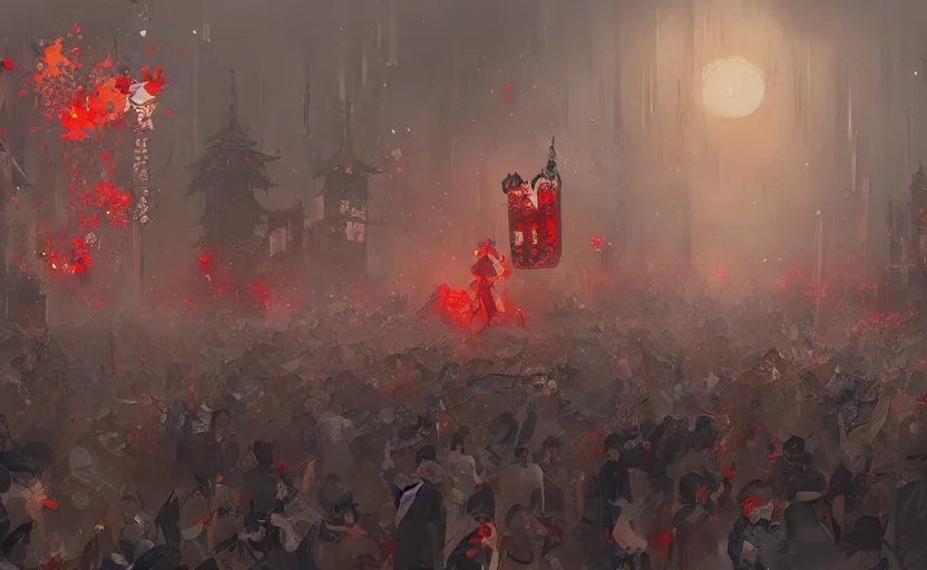 Image similar to a painting of the japanese ghost festival trending on artstation in the style of greg rutkowski