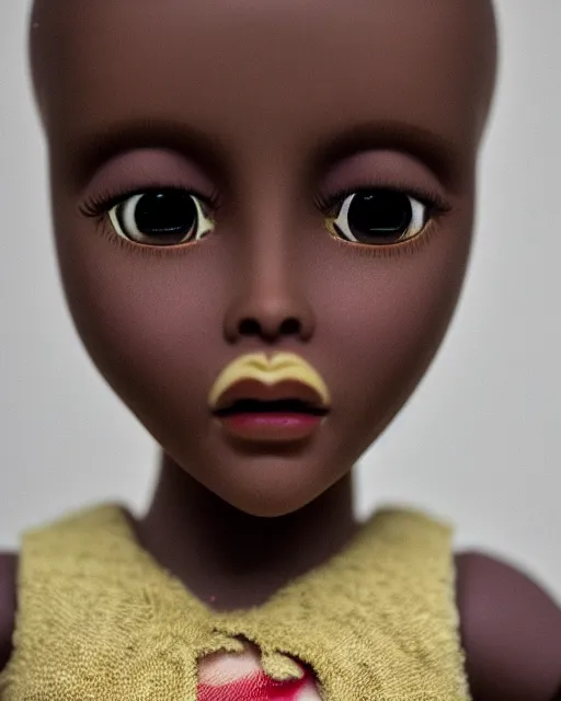 Image similar to high quality presentation photo of a cute Kanye West porcelain doll in the style of mark ryden photography 4k, f1.8 anamorphic, bokeh, 4k, Canon, Nikon