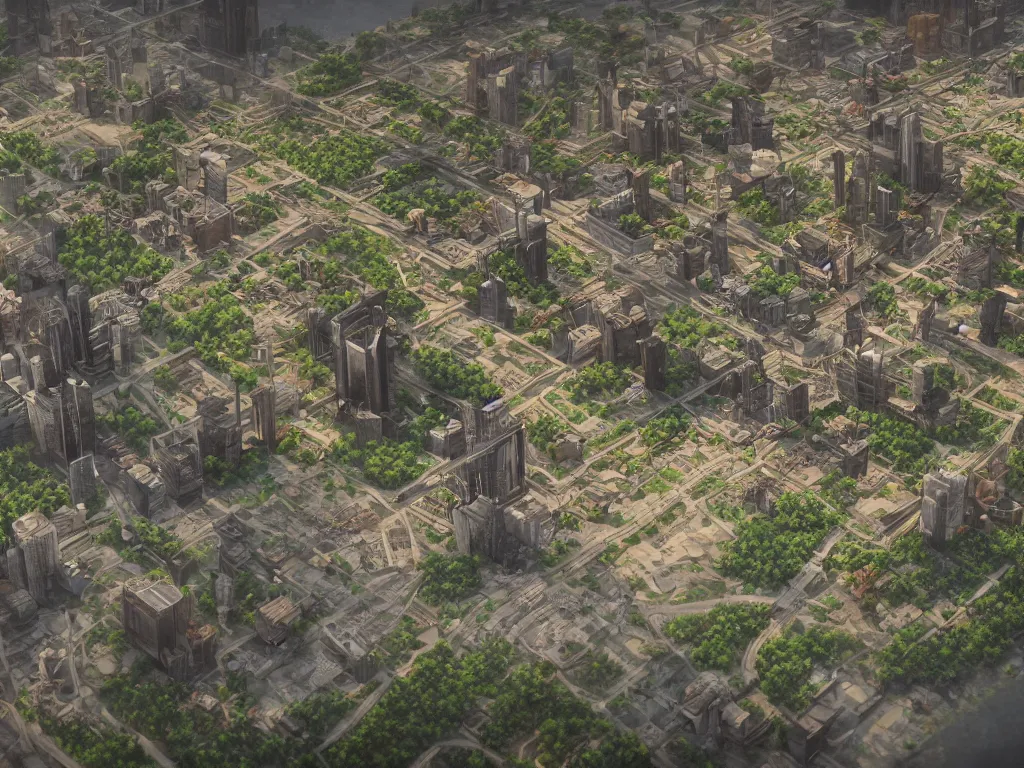 Image similar to A game concept art of city map, near the lake. Octane renderer, artstation