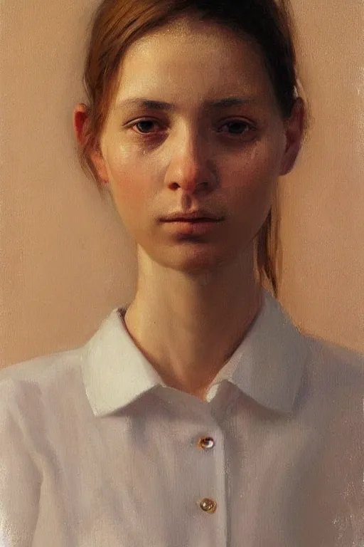Prompt: beautiful clean oil painting portrait study by borremans, detailed, stunning, realistic, skin color