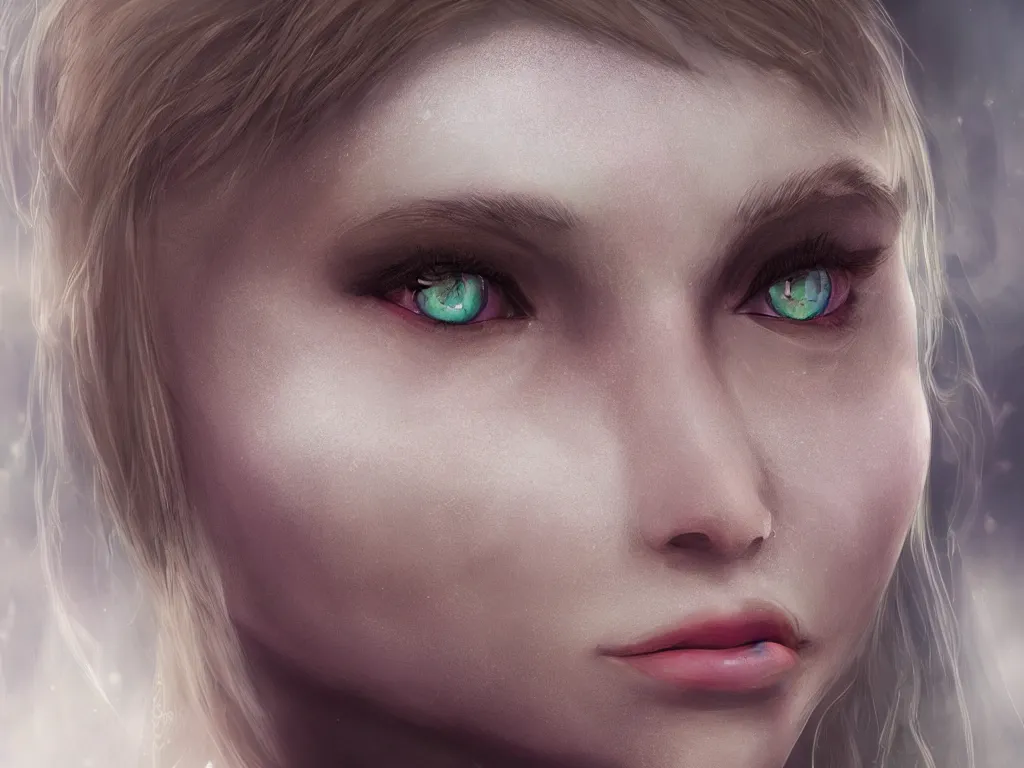 Image similar to a beautiful female elf, face closeup ， natural light ， realistic rendering ， metahuman