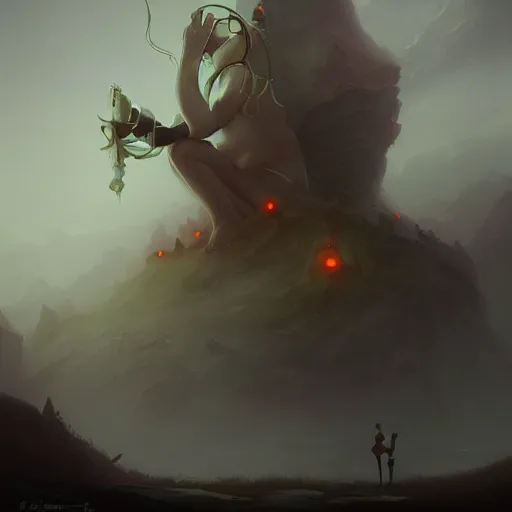 Image similar to And the fog became god by Peter Mohrbacher, matte painting trending on artstation