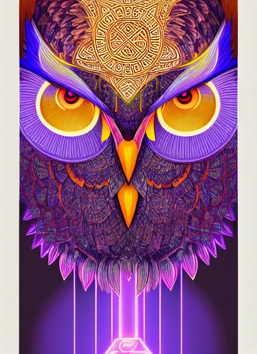 Image similar to symmetry!! product render poster vivid colors divine proportion owl, 神 圣, glowing fog intricate, elegant, highly detailed, digital painting, artstation, concept art, smooth, sharp focus, illustration,