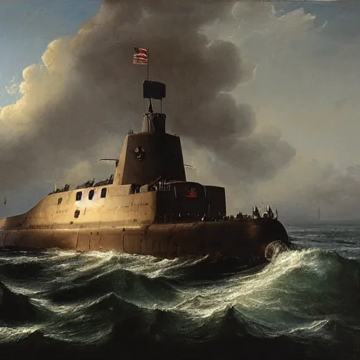 Image similar to uss submarine hmcs thresher painting by hubert robert detailed