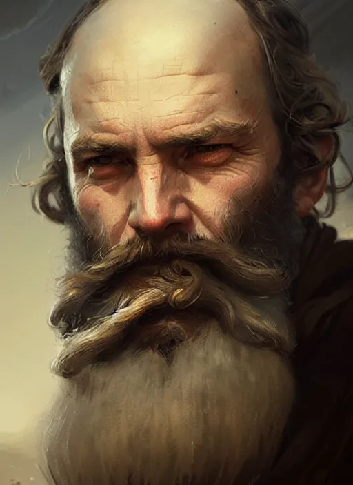 Prompt: portrait of a rugged sea captain, victorian, concept art, detailed face, fantasy, close up face, highly detailed, cinematic lighting, digital art painting by greg rutkowski