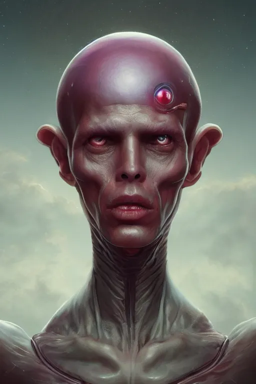 Image similar to digital portrait of an eloquent alien king, straight on, full body character concept art, concept art, by artgerm, tom bagshaw, gerald brom, vaporwave colors, lo fi colors, vaporwave, lo fi, 4 k, hd, rendered with substance designer, small details,