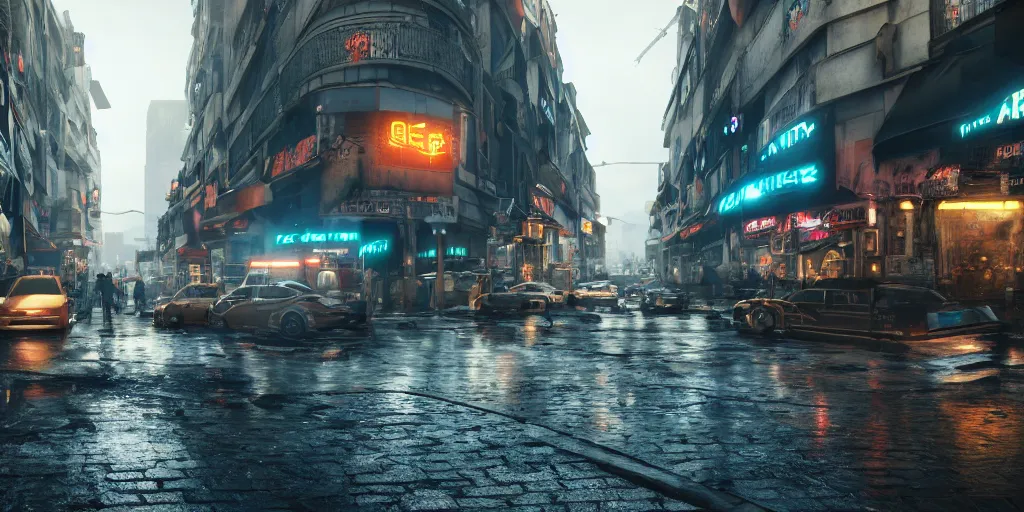 Image similar to a photo of 8k cyberpunk paris, cinematic lighting, trending on artstation, 4k, hyperrealistic, focused, extreme details, unreal engine 5, cinematic, masterpiece