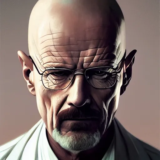 Image similar to portrait of walter white, intricate, elegant, highly detailed, digital painting, artstation, concept art, smooth, sharp focus, illustration, art by artgerm and greg rutkowski and alphonse mucha and william - adolphe bouguereau