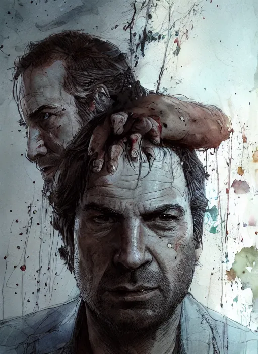 Prompt: portrait, Saul Goodman in the Last of Us universe, watercolor, dramatic lighting, cinematic, establishing shot, extremely high detail, foto realistic, cinematic lighting, pen and ink, intricate line drawings, by Yoshitaka Amano, Ruan Jia, Kentaro Miura, Artgerm, post processed, concept art, artstation, matte painting, style by eddie mendoza, raphael lacoste, alex ross