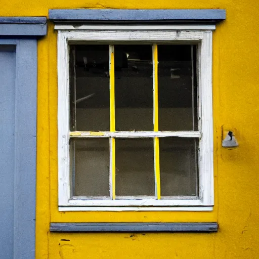 Image similar to the yellow house with eye on window, liminal space