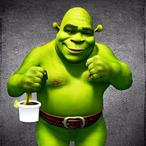 Humorous image of shrek in a hospital bed