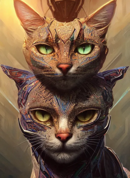 Prompt: symmetry!! portrait of cat alien in the style of horizon zero dawn, machine face, intricate, elegant, highly detailed, digital painting, artstation, concept art, smooth, sharp focus, illustration, art by artgerm and greg rutkowski and alphonse mucha, 8 k