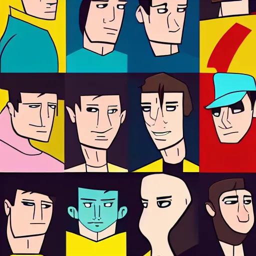 Image similar to handsome, cartoon network style, strong chin, portrait