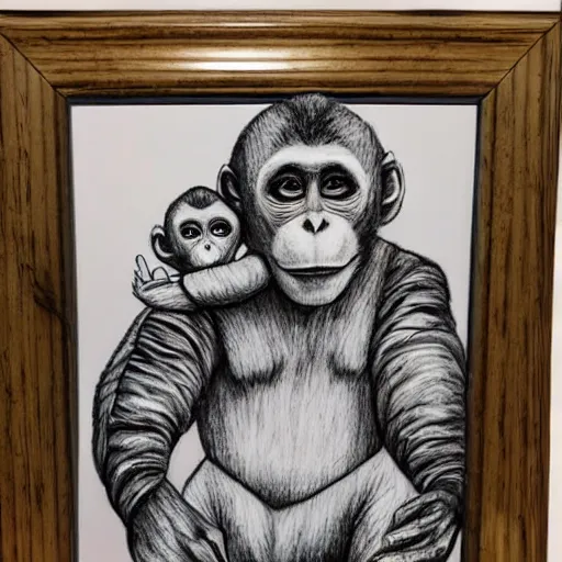 Prompt: pencil art, portait, highly detailed, epic, astronaut monkey holding hands with astronaut.