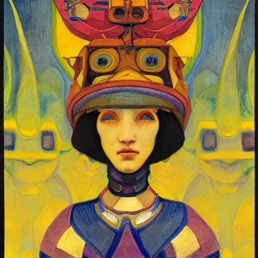 Prompt: the little robot queen in her regalia, by annie swynnerton and alayna danner and diego rivera and nicholas roerich, symbolist, dramatic lighting, elaborate geometric ornament, smooth, sharp focus, extremely detailed, leo and diane dillon, adolf wolfli, soft pastel colors