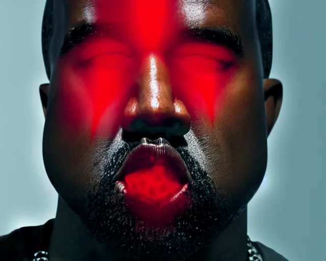 Prompt: Kanye West As A Vampire With Shark Teeth, Red Fluid Dripping From His Mouth, Full Figure, 8K, octane render, HDR, photorealistic, volumetric lighting, Hyperrealistic-H 960