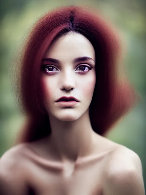 Image similar to kodak portra 4 0 0 photo portrait of a beautiful hybrid woman - fish, fine art photography in style of roberto kusterle, 1 5 0 mm lens, f 2. 4, elegant, sharp focus, ethereal, emotionally evoking, head in focus, soft blur, matt colours, volumetric lighting, hyper realistic, ultra detailed