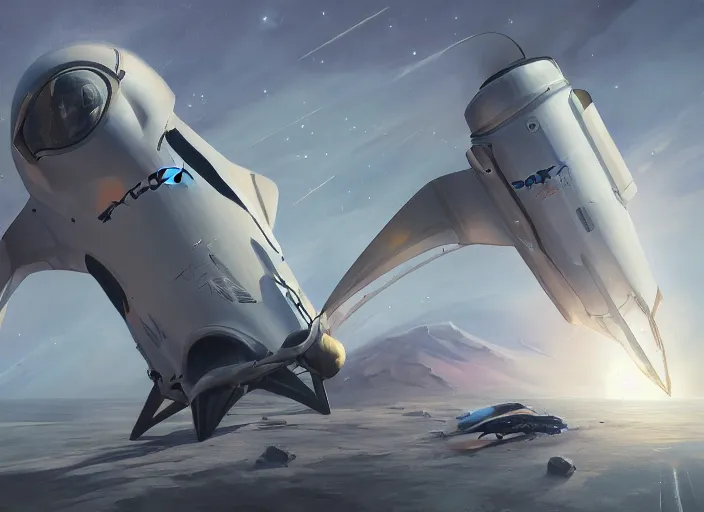 Image similar to concept art of spacex, oil painting by jama jurabaev, extremely detailed, brush hard, artstation, for aaa game, high quality