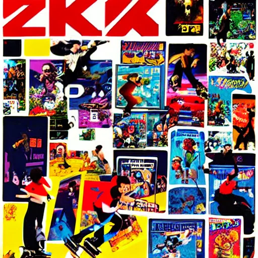 Image similar to y 2 k videogame poster ad scan, collage art, collage of people skating, street wear 2 0 0 0 s y 2 k magazine