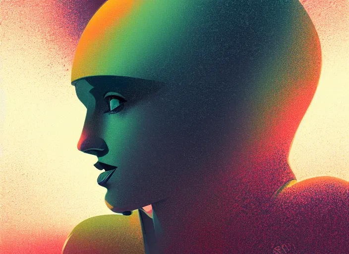 Image similar to portrait of a young astronaut girl, colorful, modern art deco, mads berg, karolis strautniekas, christopher balaskas, stippled light, fog, moody, fine texture, editorial illustration, dramatic lighting, dynamic composition, detailed, matte print, dynamic perspective, muted color