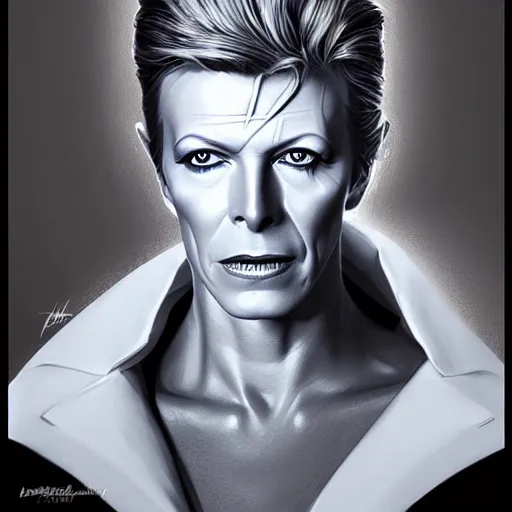 Image similar to portrait of david bowie, art by artgerm