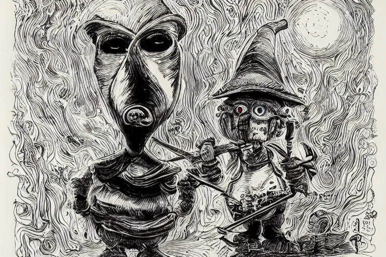 Image similar to a highly detailed pulcinella!! from naples, pizza!, volcano, black sky, smoke, fire lava, post - apocalyptic road warrior vibe, full body, wide angle, an ultrafine detailed painting by joe fenton, trending on deviantart, pop surrealism, whimsical, lowbrow, perfect symmetrical face, sharp focus, octane, masterpiece