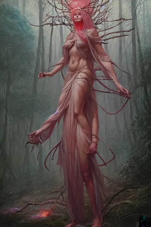 Image similar to Goddess of the forest, trending on Artstation, Greg Rutkowski, Wayne Barlowe