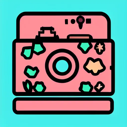 Prompt: flat color icon of a camera made of flowers