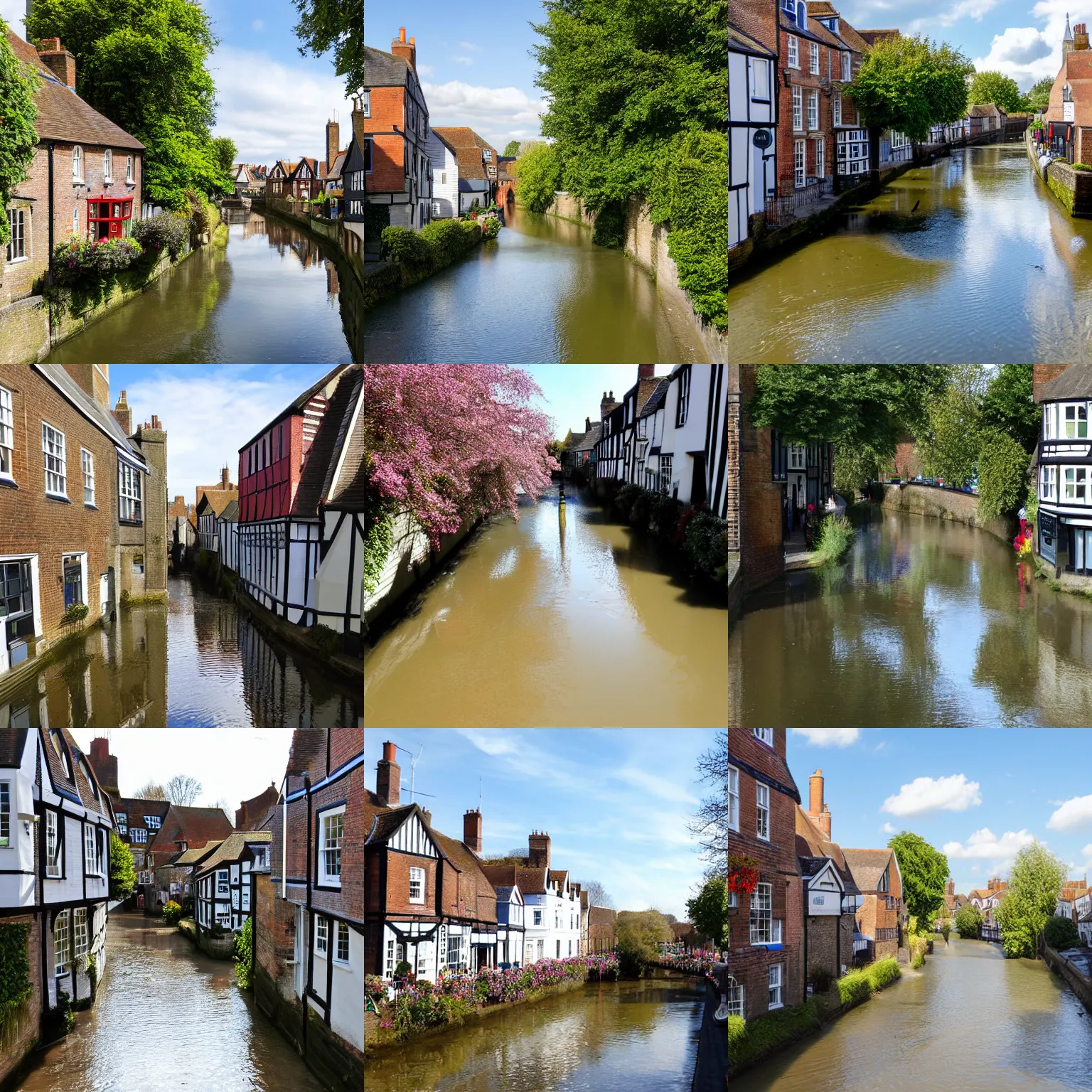 Prompt: river stour in canterbury, taken from the high street
