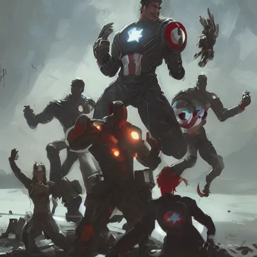 Image similar to bany avengers by greg rutkowski