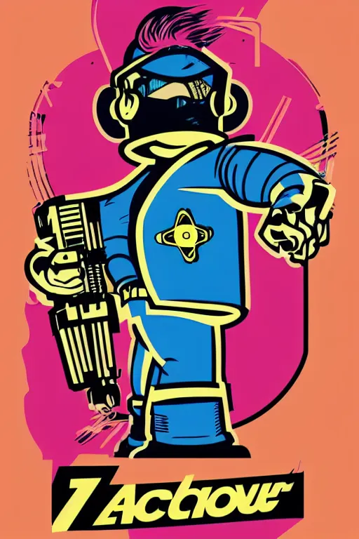 Image similar to fallout 7 6 retro futurist illustration art by butcher billy, sticker, colorful, illustration, highly detailed, simple, smooth and clean vector curves, no jagged lines, vector art, smooth andy warhol style