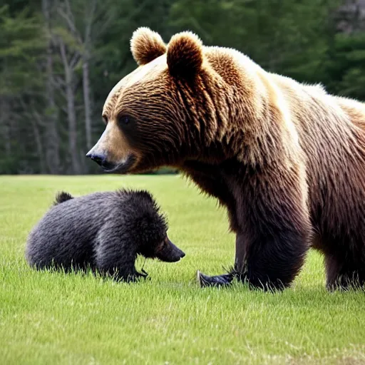 Prompt: bear and small dog