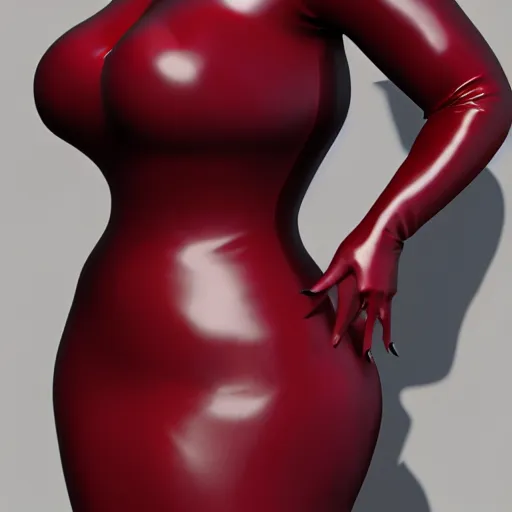 Prompt: a curvy pale goth woman wearing a royal elegant tight dark red multilayered latex high-neck dress, cgsociety, photorealistic, sublime-cool-hot-hyperadvanced, 16k, smooth, sharp focus, trending on ArtStation, volumetric lighting, fully clothed, thin waist