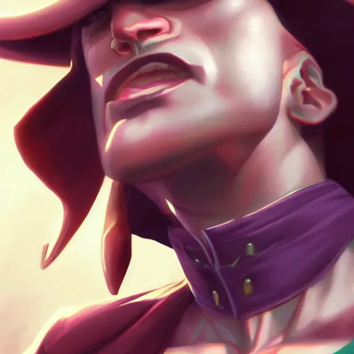 Prompt: portrait of jotaro kujo, matte painting by artgerm, artstation