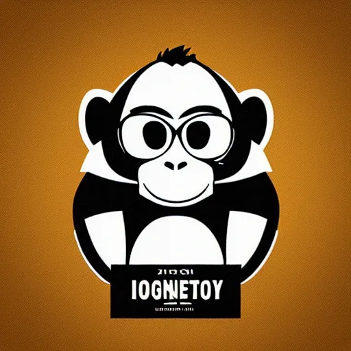 Image similar to “ logo of a monkey in the style of zootopia holding laser gun, with a black background, digital art, award winning, trending on art station, retro style ”