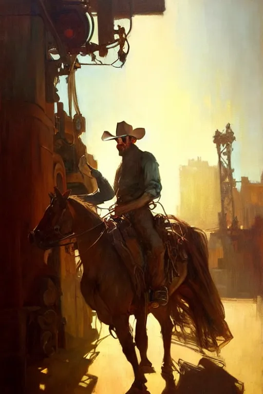 Image similar to hyperrealist portrait of a cowboy driving a stage coach by jeremy mann and alphonse mucha, fantasy art, photo realistic, dynamic lighting, artstation, poster, volumetric lighting, very detailed faces, 4 k, award winning