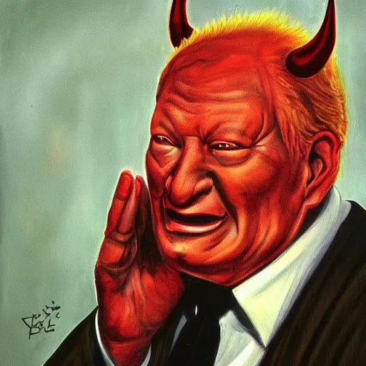 Image similar to yeltsin in the image of the devil, art in color, scary art