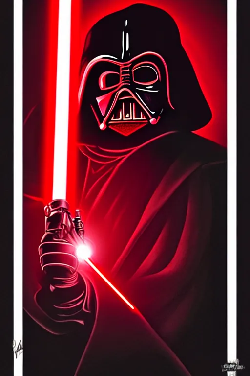 Image similar to Donald Trump as a Sith from Star Wars, red light saber, realistic portrait, symmetrical, highly detailed, cinematic lighting