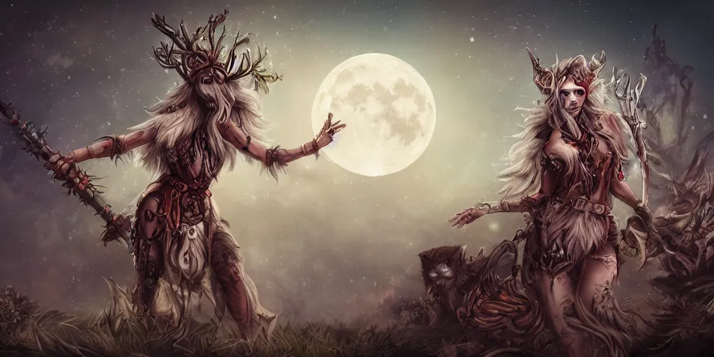 moon druid fantasy apocalypse, digital art, 4 k, mmo Stable Diffusion