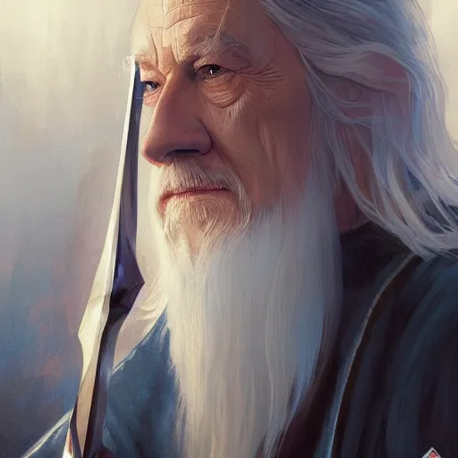 Prompt: Gandalf as the american President, digital painting, artstation, concept art, sharp focus, illustration, art by and greg rutkowski and alphonse mucha, highly detailed