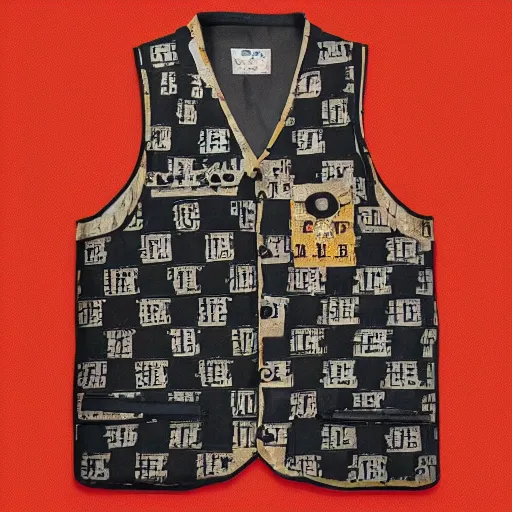 Prompt: a vest with a pattern of tractores