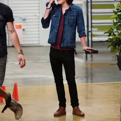 Prompt: Harry Styles on the set of Shortland Street