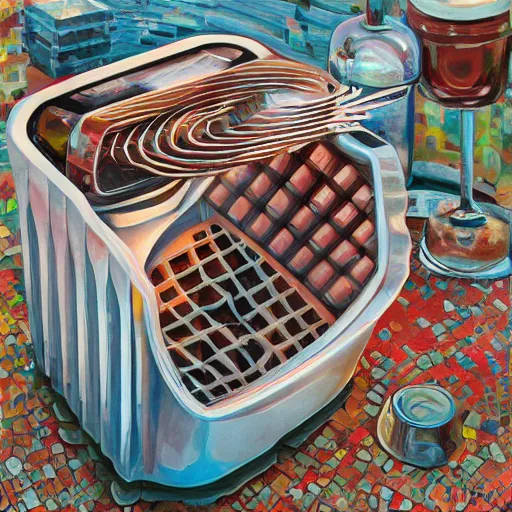 Image similar to distorted small port waffle cooler, by wojciech siudmak and jane graverol, detailed painting, lowbrow