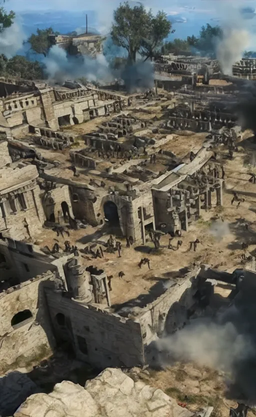 Prompt: gopro footage of the battle of troy, hyperrealistic, unreal engine