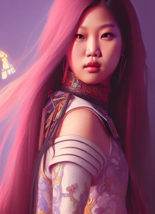 Image similar to jennie kim of blackpink, queen, tarot card, highly detailed, digital painting, smooth, sharp focus, illustration, ultra realistic, unreal engine, 8 k, art by simon bisley and greg rutkowski and alphonse mucha