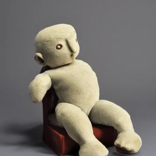 Prompt: plush toy of the thinker by rodin