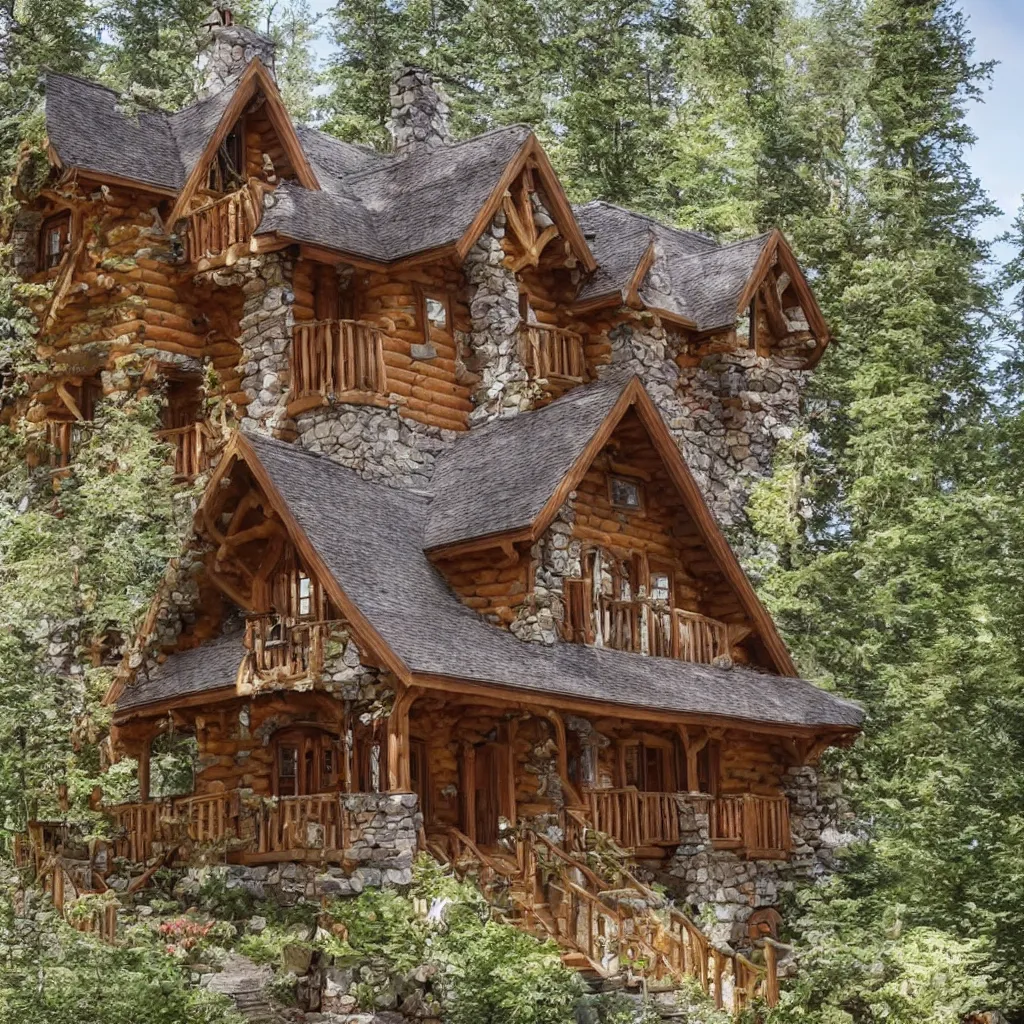 Image similar to a fairytale-style cabin or cottage